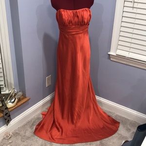 David’s Bridal Persimmon Orange strapless dress